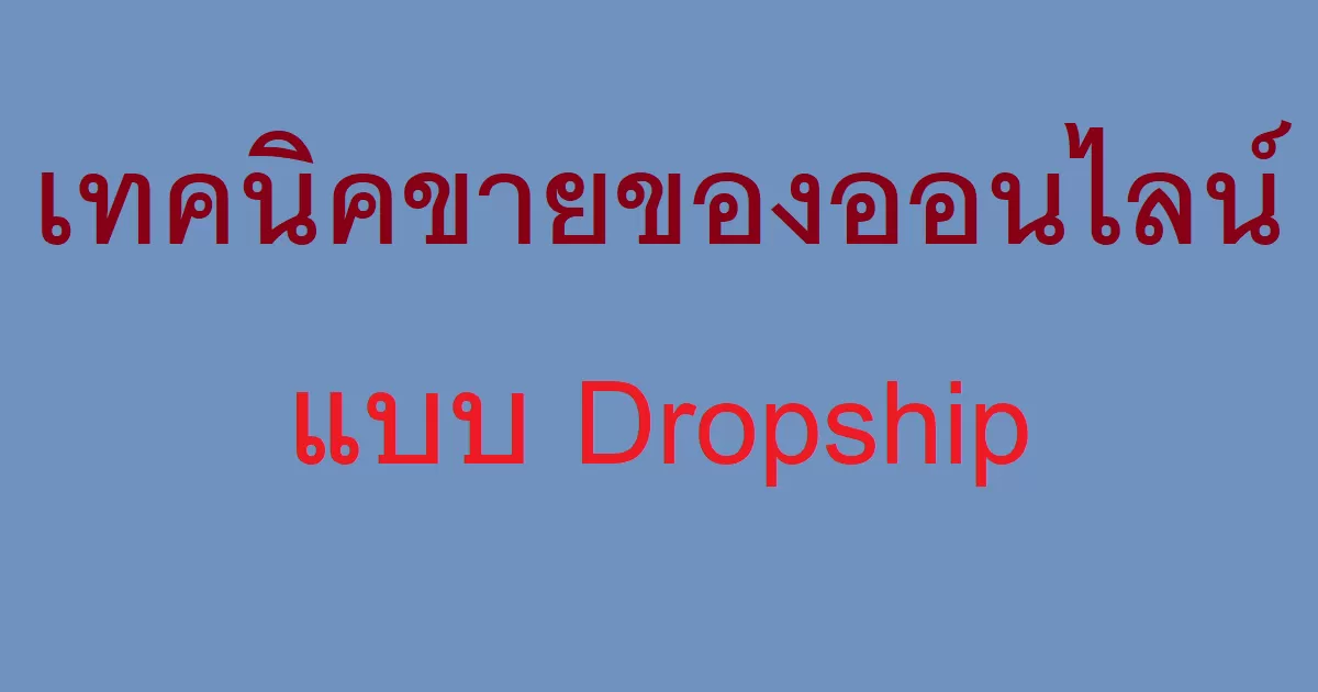 เทคนิคขายของออนไลน์แบบ Dropship